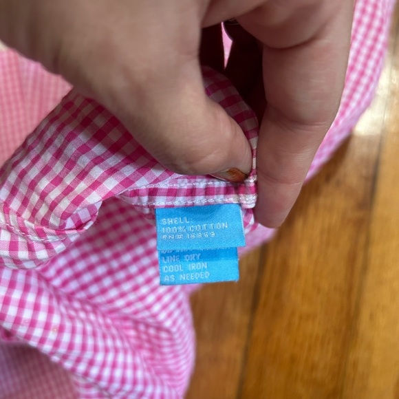 J. McLaughlin Gingham Check Casual Or Dress Shirt Large Pink White - Picture 9 of 9